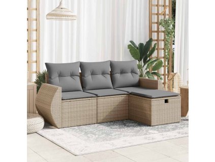 4-dielna záhradná súprava pohoviek s vankúšmi béžová polyratan 3325555