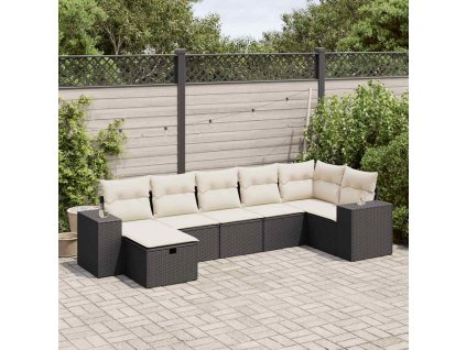 7-dielna záhradná súprava pohoviek s vankúšmi čierna polyratan 3325702