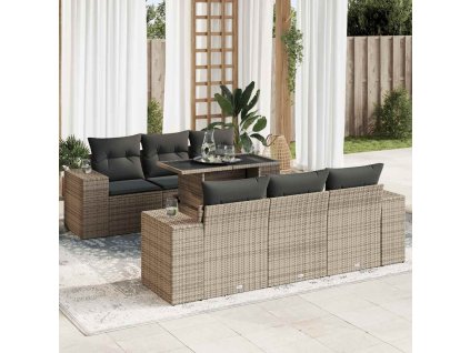 7-dielna záhradná súprava pohoviek s vankúšmi sivá polyratanová 3326741