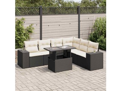 7-dielna záhradná súprava pohoviek s vankúšmi čierna polyratan 3326807