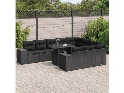 11-dielna záhradná sedacia súprava vankúše polyratan čierna 3326866