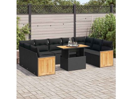 10-dielna záhradná sedacia súprava s vankúšmi polyratan akácia 3327751