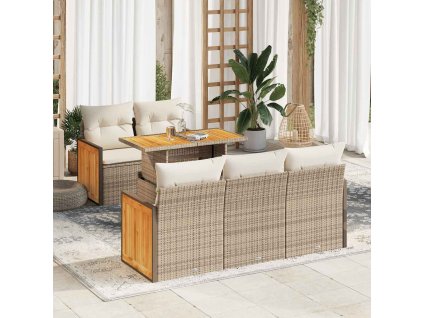 6-dielna záhradná súprava pohoviek s vankúšmi polyratan akácia 3327663