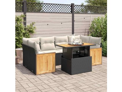 7-dielna záhradná súprava pohoviek s vankúšmi polyratan akácia 3327675