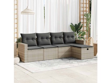 5-dielna záhradná súprava pohoviek s vankúšmi svetlosivá 3325368