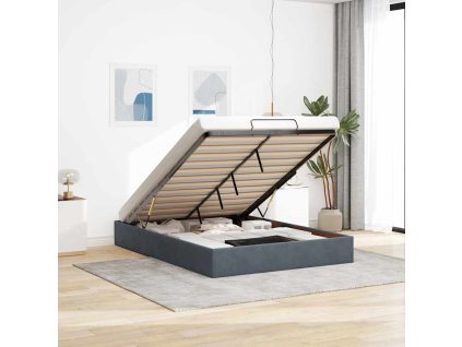 Osmanský rám postele bez matraca Tmavosivá 140x200 cm Zamat 3310968