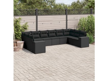 10-dielna záhradná sedacia súprava s vankúšmi polyratan čierna 3255402