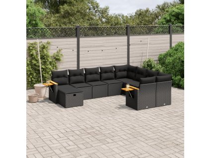 10-dielna záhradná sedacia súprava s vankúšmi polyratan čierna 3227154