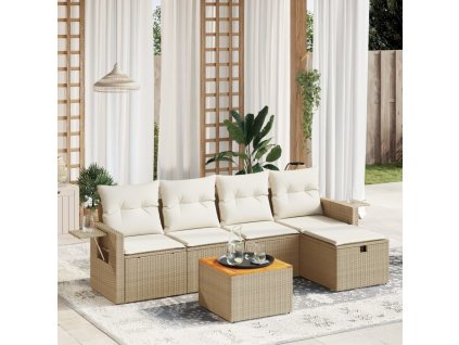 6-dielna záhradná súprava pohoviek s vankúšmi béžová polyratan 3264943