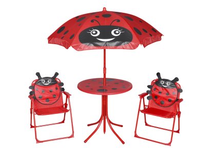 3-dielna detská záhradná bistro súprava so slnečníkom červená 41842