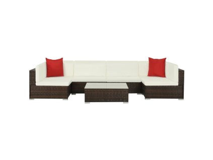 7-dielna záhradná sedacia súprava s vankúšmi hnedá polyratanová 44600
