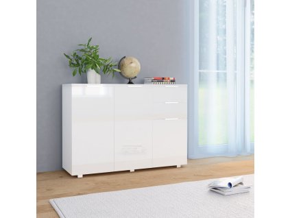 Komoda biela 107x35x80,5 cm vysokolesklá 283718