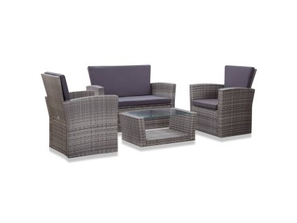 4-dielna záhradná sedacia súprava s vankúšmi polyratanová sivá 46086