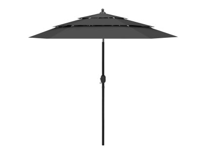 3-stupňový záhradný slnečník, hliníková tyč, antracitový 2,5 m 313862