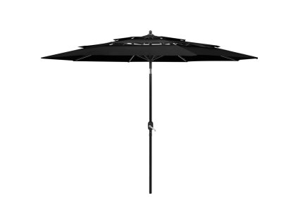 3-stupňový záhradný slnečník, hliníková tyč, čierny 3 m 313874