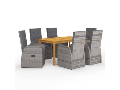 7-dielna záhradná jedálenská súprava sivá 3067812