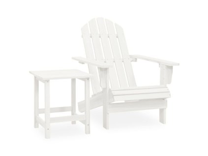Záhradná stolička Adirondack so stolíkom jedľový masív biela 315919