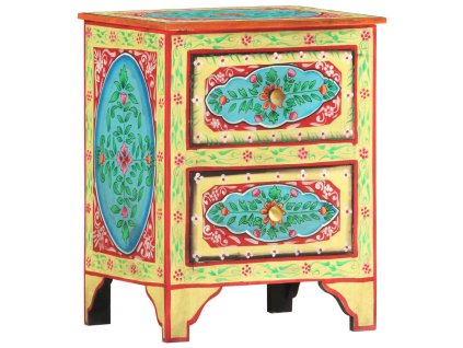 Ručne maľovaný nočný stolík 40x30x50 cm mangovníkový masív 286158