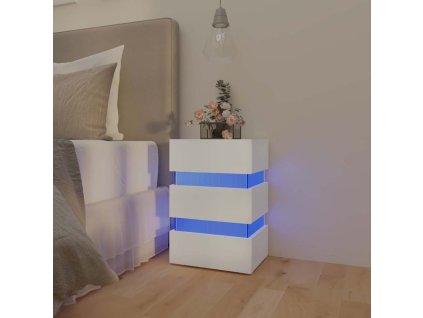 Nočný stolík s LED, biely 45x35x67 cm, kompozitné drevo 326840