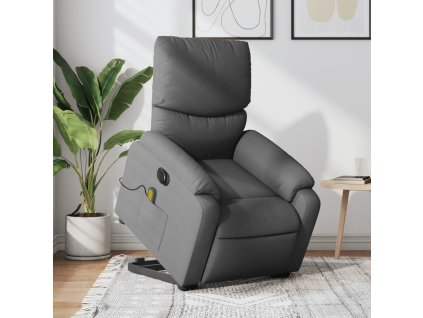 Zdvíhacie a sklápacie elektrické masážne kreslo tmavosivé látka 3204861