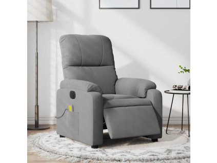 Elektrické masážne skláp. kreslo tmavosivé mikrovláknová látka 3204924