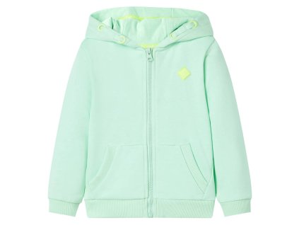 Detská mikina s kapucňou a zipsom žiarivozelená 116 11896