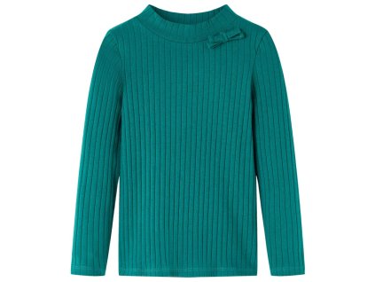 Detské tričko dlhý rukáv rebrovaný úplet tmavo zelené 104 13830