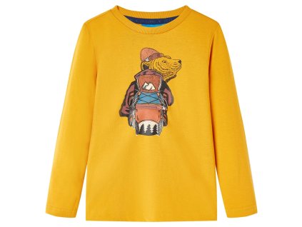 Detské tričko s dlhými rukávmi okrové 140 12758