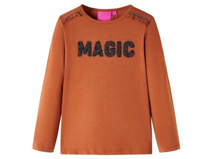 Detské tričko s dlhými rukávmi koňakové 140 14268