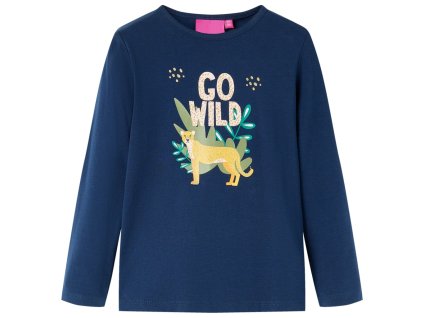 Detské tričko s dlhými rukávmi námornícke modré 140 13563