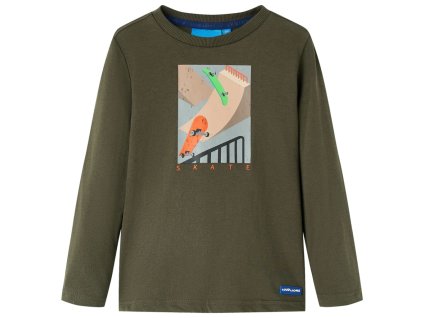 Detské tričko s dlhými rukávmi kaki 128 12822