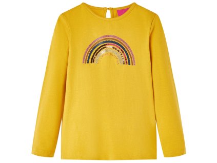 Detské tričko s dlhými rukávmi okrové 128 14282
