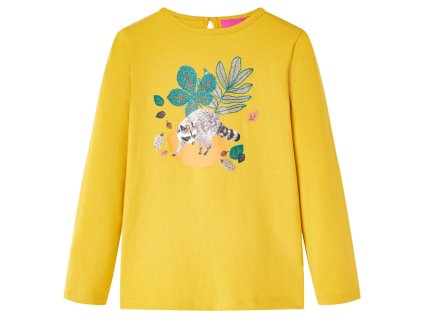 Detské tričko s dlhými rukávmi okrové 128 14167