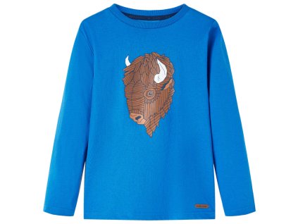 Detské tričko s dlhými rukávmi kobaltovo modré 104 13005