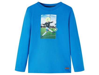 Detské tričko s dlhými rukávmi kobaltovo modré 128 12732