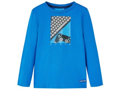 Detské tričko s dlhými rukávmi kobaltovo modré 128 12817