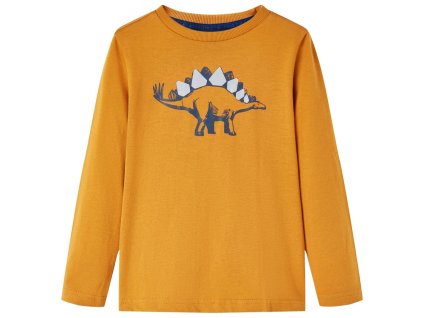 Detské tričko s dlhými rukávmi tmavookrové 128 12857