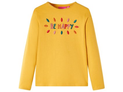 Detské tričko s dlhými rukávmi tmavookrové 128 13722