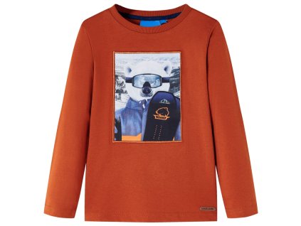 Detské tričko s dlhými rukávmi svetlohrdzavé 128 13142