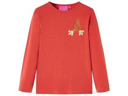 Detské tričko s dlhými rukávmi pálené červené 140 13523