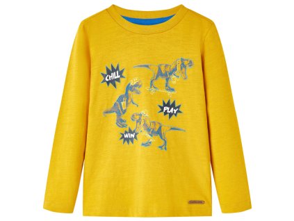 Detské tričko s dlhými rukávmi okrové 116 13246