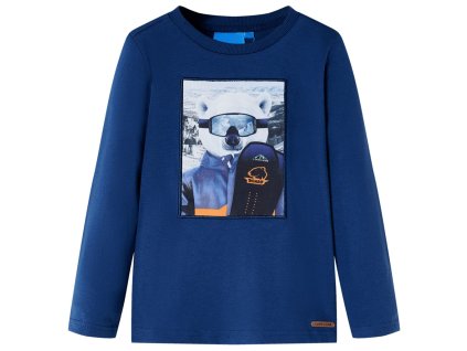 Detské tričko s dlhými rukávmi rifľové modré 128 13137