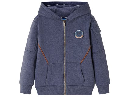 Detská mikina s kapucňou a zipsom tmavomodrá melanž 128 12952