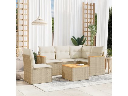 6-dielna záhradná súprava pohoviek s vankúšmi béžová polyratan 3225981