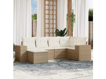 6-dielna záhradná súprava pohoviek s vankúšmi béžová polyratan 3255195