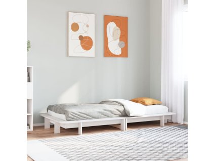 Posteľ bez matraca biela 75x190 cm masívna borovica 850684