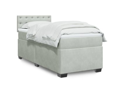 Posteľný rám boxsping s matracom bledosivý 90x190 cm zamat 3286186