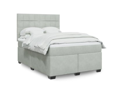 Posteľný rám boxsping s matracom bledosivý 140x190 cm zamat 3290906