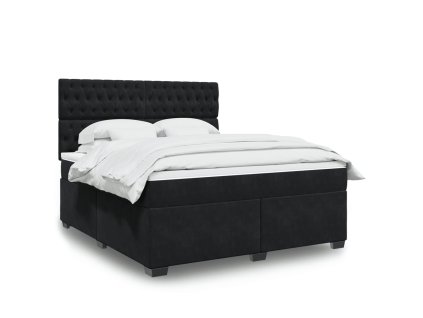 Posteľný rám boxspring s matracom čierny 180x200 cm zamat 3290986