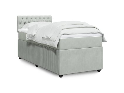 Posteľný rám boxsping s matracom bledosivý 90x200 cm zamat 3287644